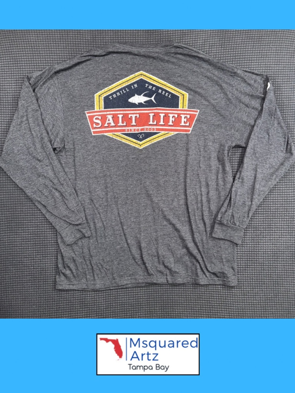 Salt Life Gray Long Sleeve Shirt Medium Coastal Fishing Graphic Tee